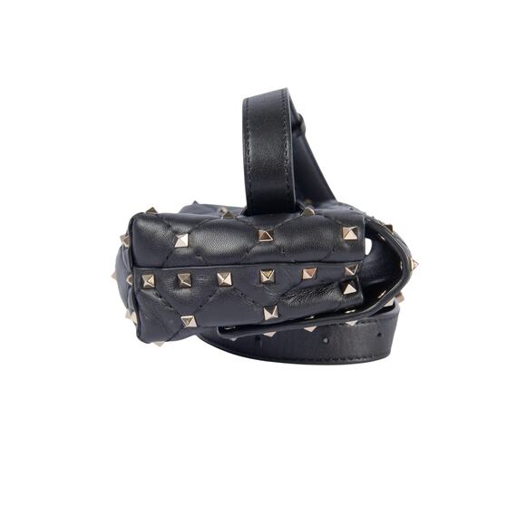 VALENTINO Black Leather Rockstud Quilted Belt Bag - Picture 4 of 6